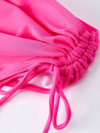 Hot Pink Summer Floral Girls Long-Sleeved Swimsuit Set