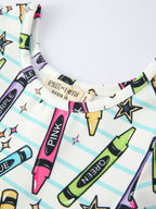 Girl Back To School Pencil Print Dress