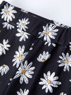 Girls' Spring Daisy Set Ruched Tie Sleeve
