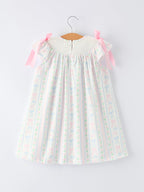 Girl Bow Stripe Smocked Dress