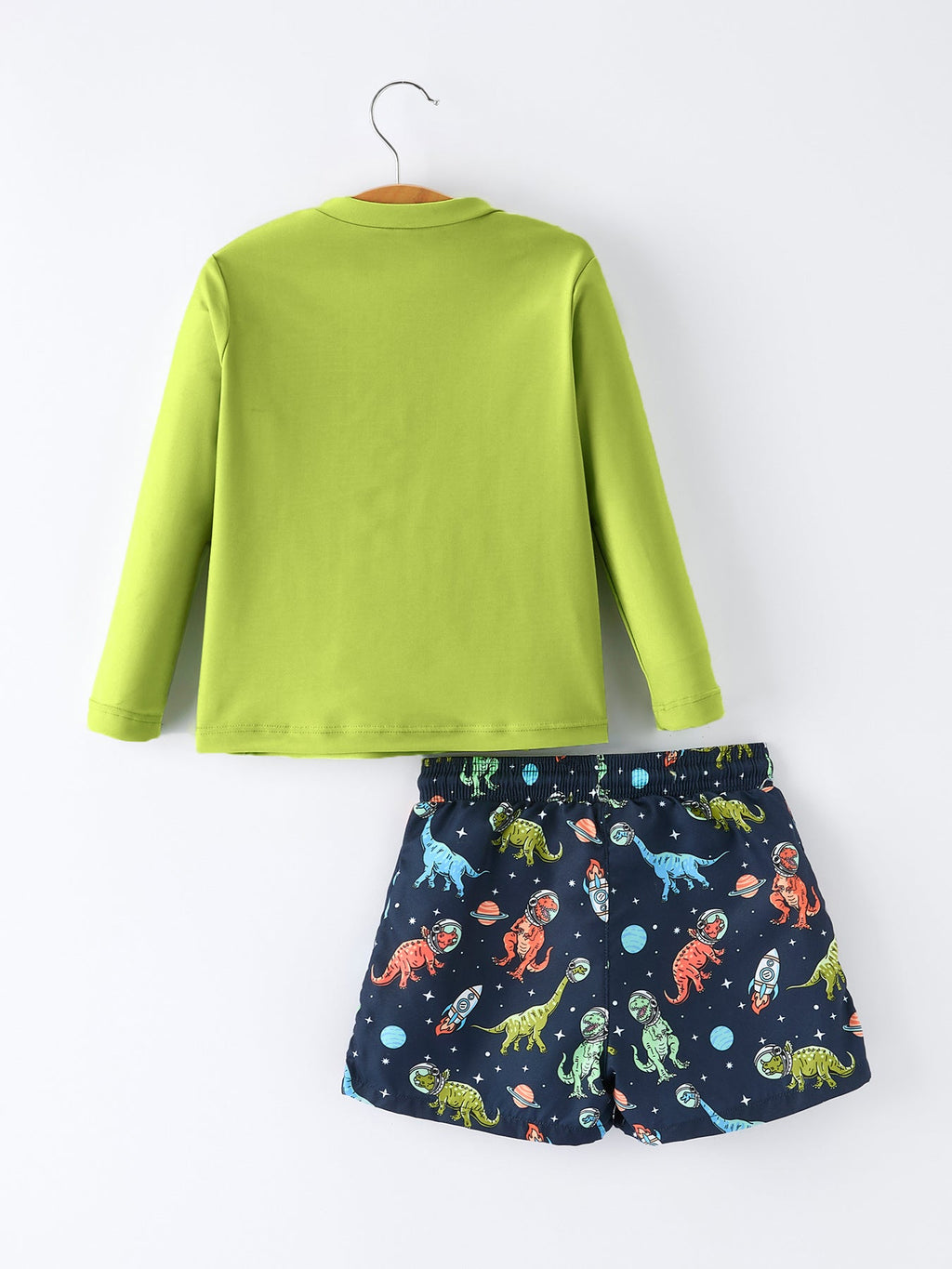 Space Dinosaur Boys Two Piece Swimsuit Long Sleeve