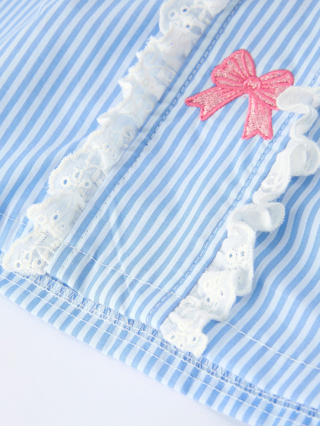 Blue Stripe Girl Dress Petal Peter Pan Collar Bow