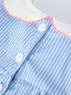 Blue Stripe Girl Dress Petal Peter Pan Collar Bow