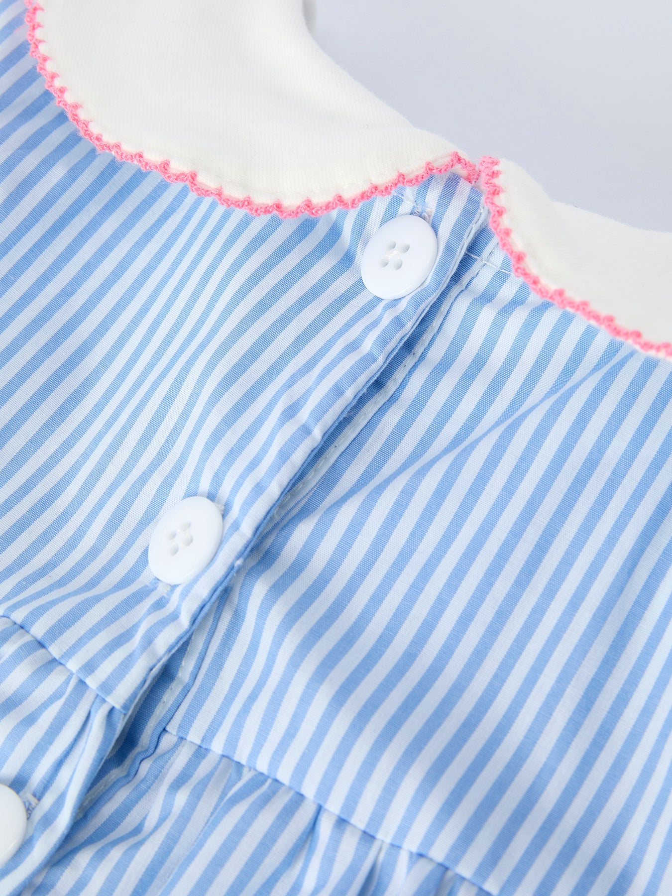 Blue Stripe Girl Dress Petal Peter Pan Collar Bow