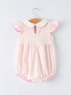 Strawberry Girl Romper Ruffle Peter Pan Collar