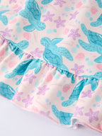 Ocean Animal Sea Turtle Girl Ruffle Dress
