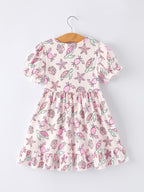 Ocean Print Girl Ruffle Dress