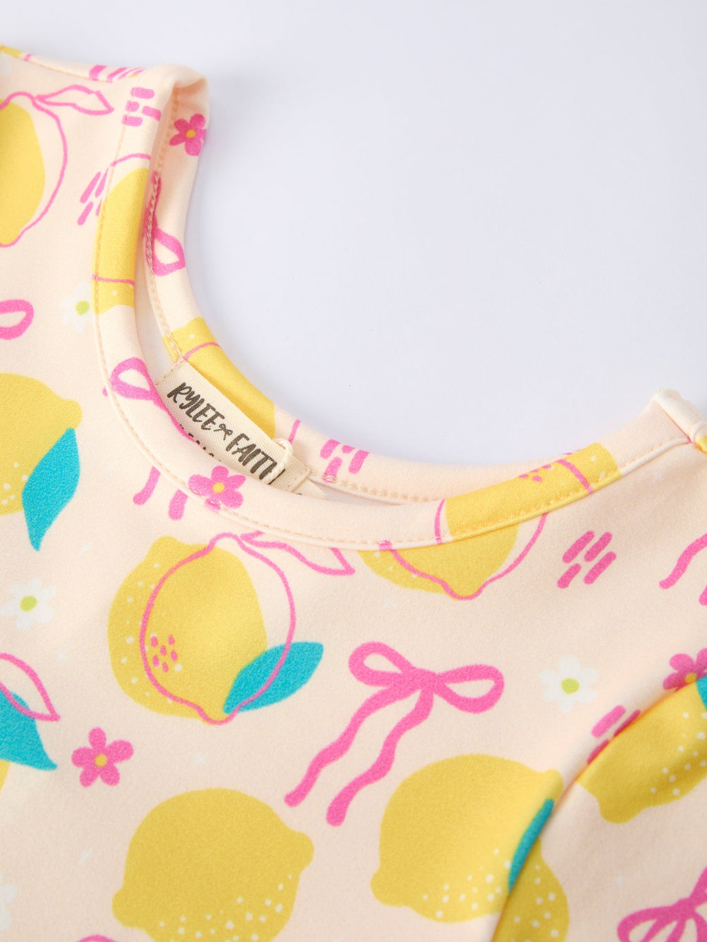 Summer Lemon Bow Print Girl Dress