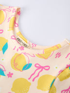 Summer Lemon Bow Print Girl Dress