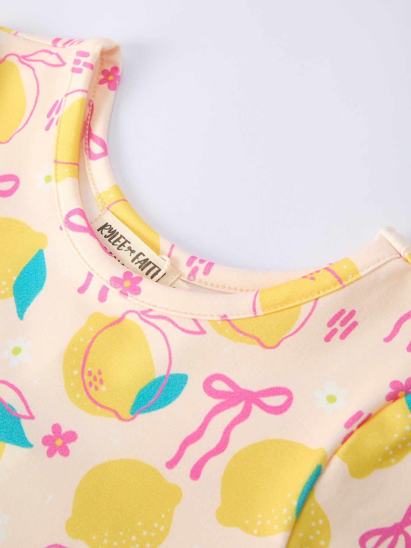 Summer Lemon Bow Print Girl Dress