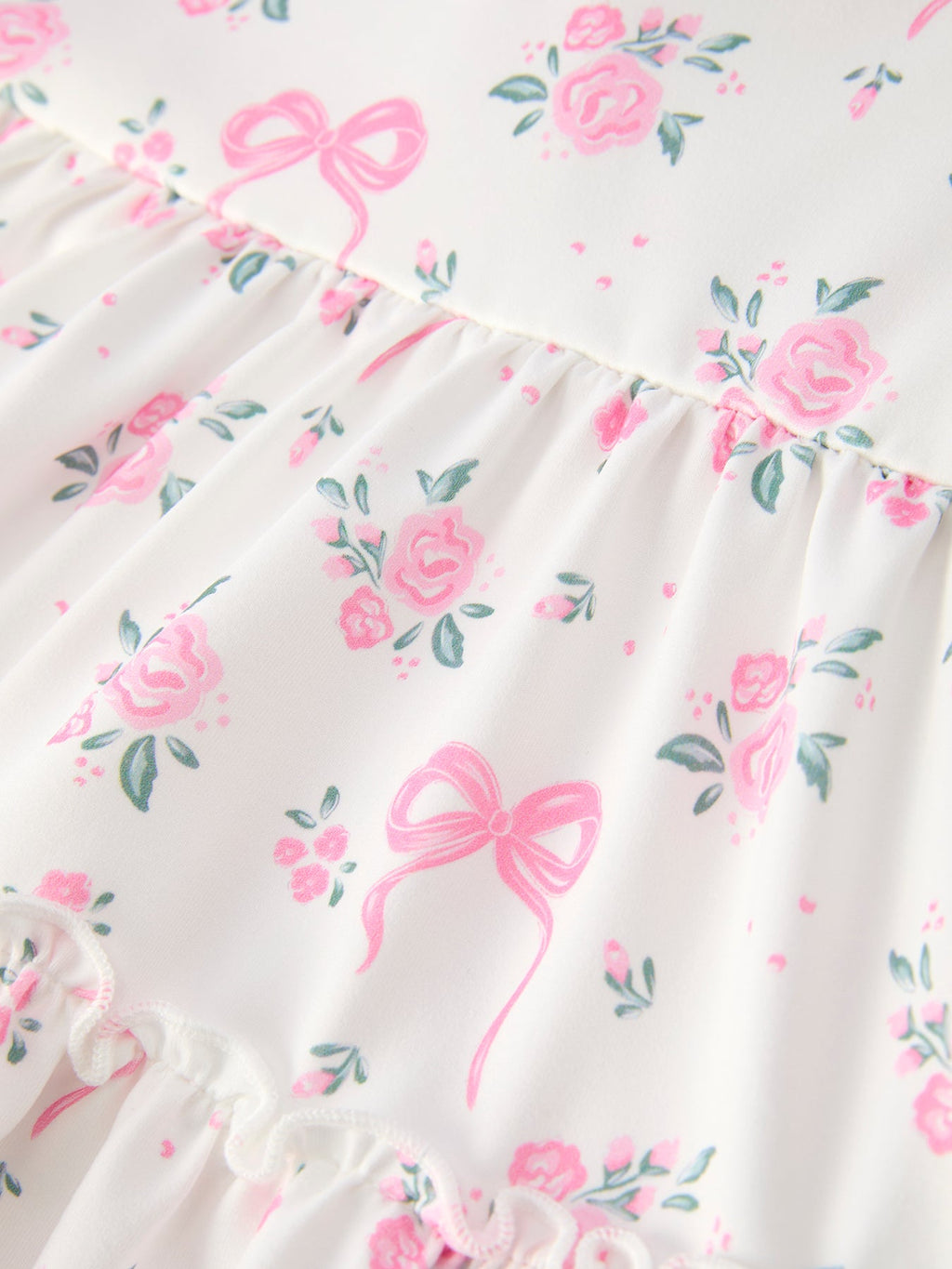 Floral Bow Girl Ruffle Dress