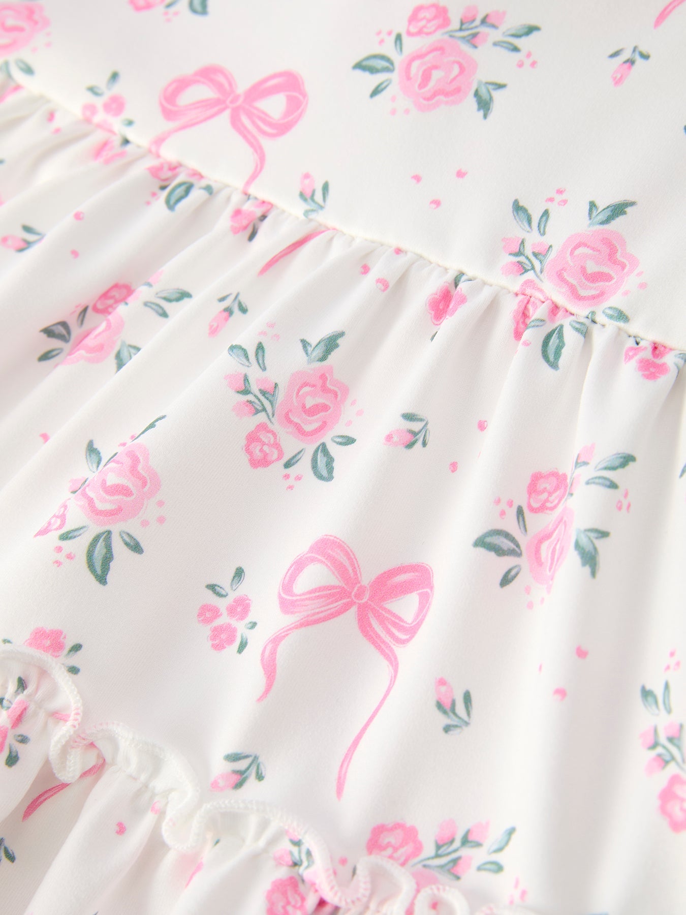 Floral Bow Girl Ruffle Dress