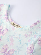 Summer Floral Bow Print Girl Dress