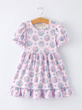 Seashell Print Girl Ruffle Dress
