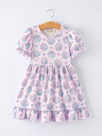Seashell Print Girl Ruffle Dress