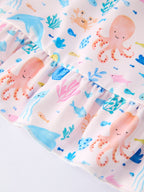Ocean Animal Print Girl Ruffle Dress