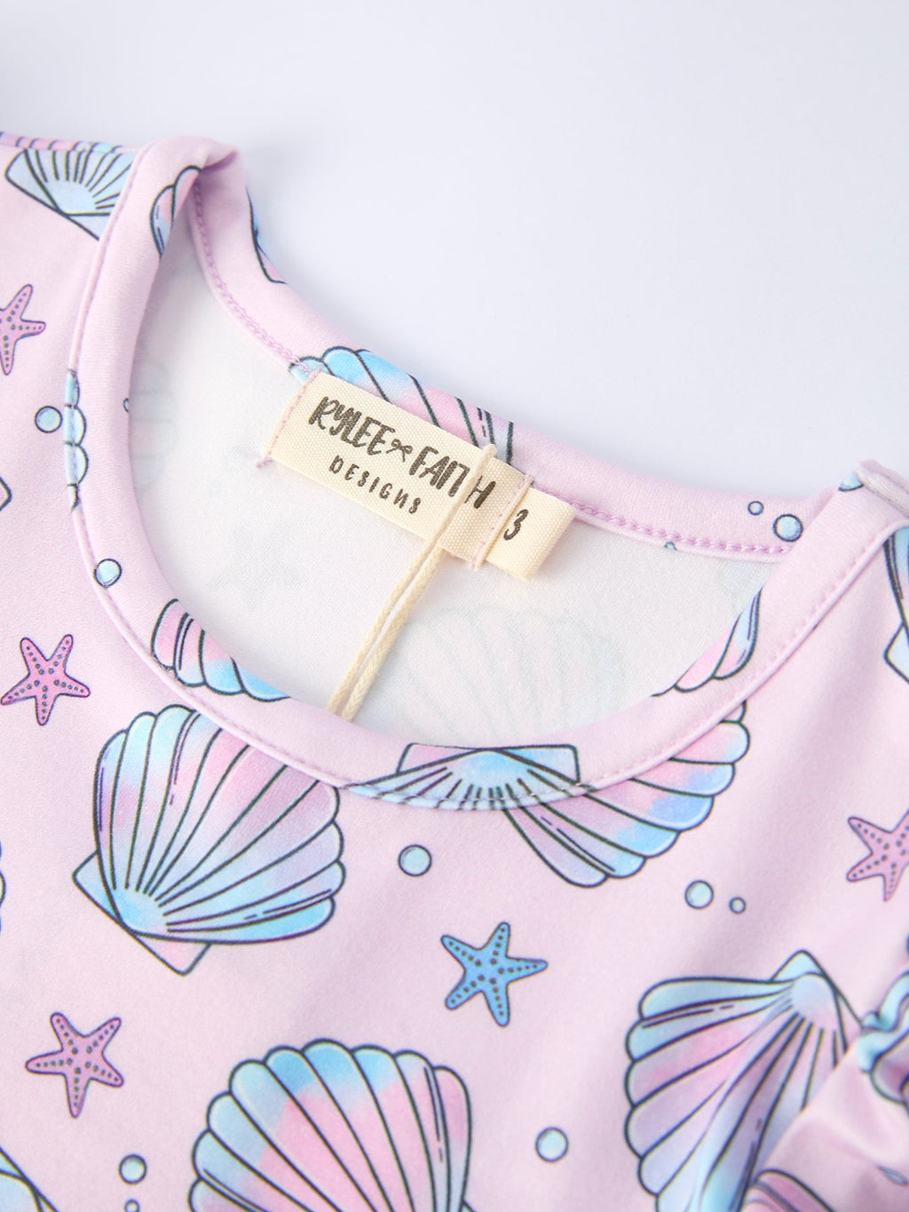 Seashell Print Girl Ruffle Dress