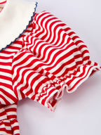 4th of july Bow Applique Striped Dress