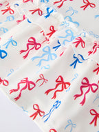 4th of july Bow Print Girls Dress One Shoulder Ruffle