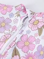 Summer Floral Print Girl Long Sleeve Ruffle One Piece Swimsuit