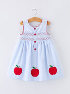Girls Back To School Apple Twirl Dress Smocked