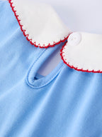 Girls Back To School Apple Outfit Set Bow Ruffle Petal Collar