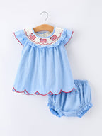 4th of July Flag Girls Bloomer Set Ruffle Collar