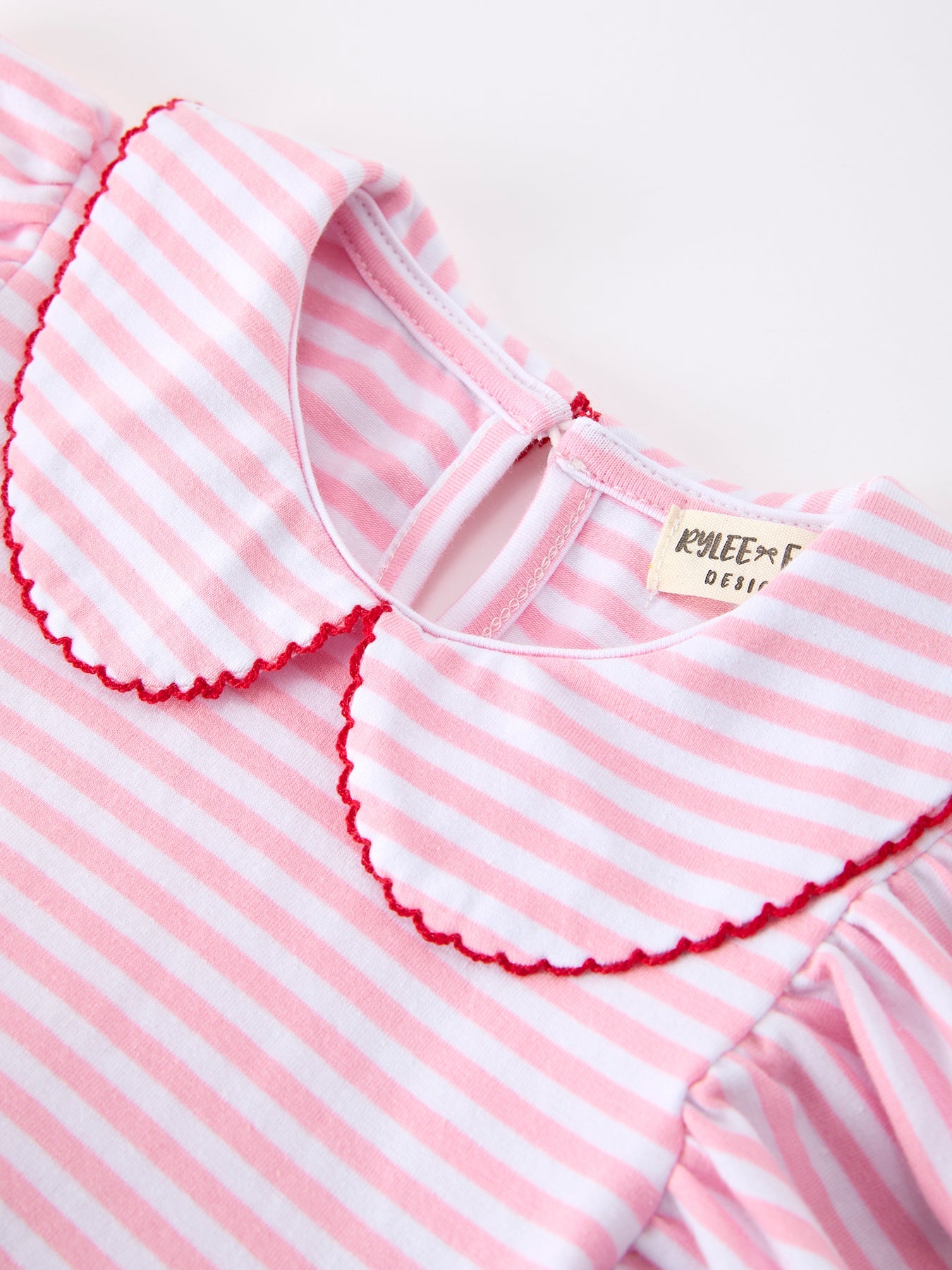 Girls Back To School Apple Applique Twirl Dress Ruffle Petal Collar
