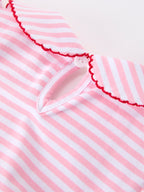 Girls Back To School Apple Applique Twirl Dress Ruffle Petal Collar