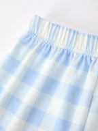 Boys Back To School Pencil Plaid Polo Short Set Embroidery