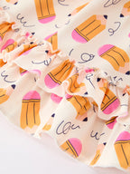 Girls Back To School Pencil Twirl Dress Ruffle Flutter Sleeve