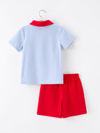 Boys Back To School Apple Polo Short Set