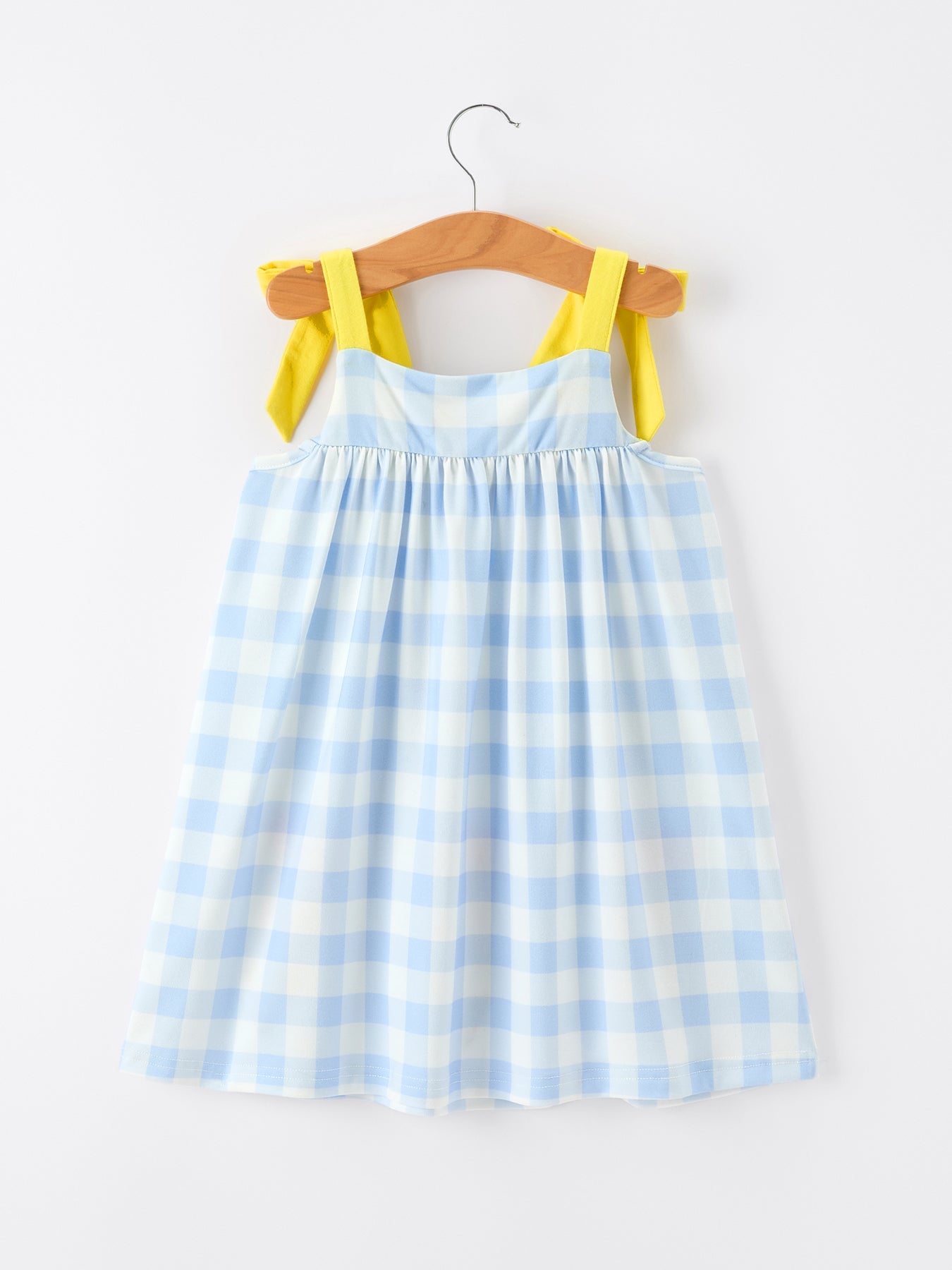 Girls Back To School Pencil Plaid Dress Bow Applique Smocked