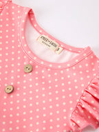 Girls Back To School Apple Pencil Polka Dot Dress Leggings Set