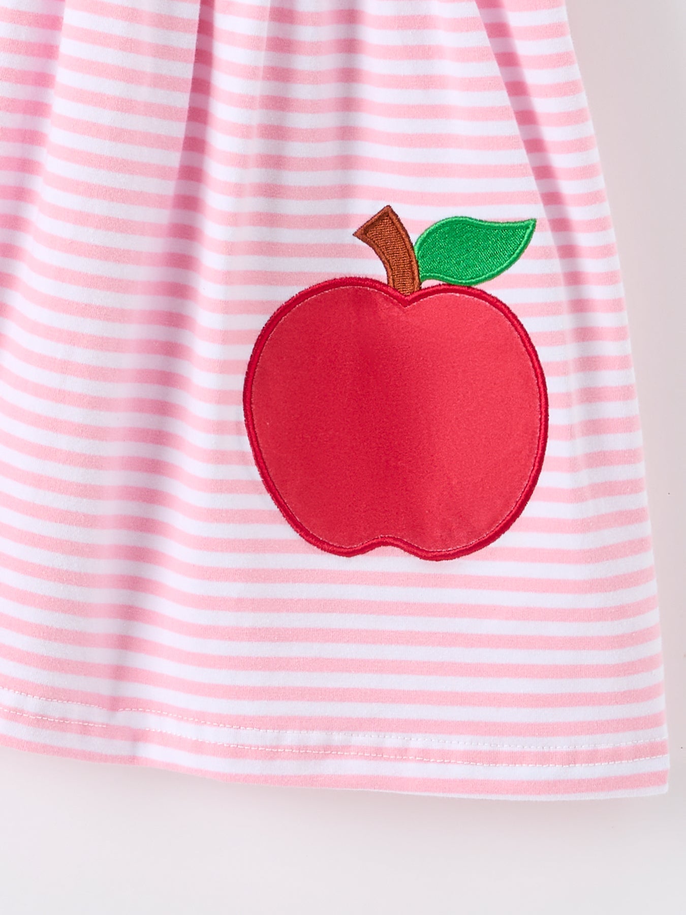 Girls Back To School Apple Applique Twirl Dress Ruffle Petal Collar