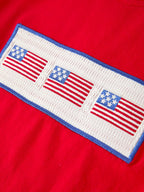 Girls 4th of July Flag Outfit Set Embroidery Plaid