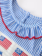 Girls 4th of July Twirl Dress Bow Smocked Embroidery
