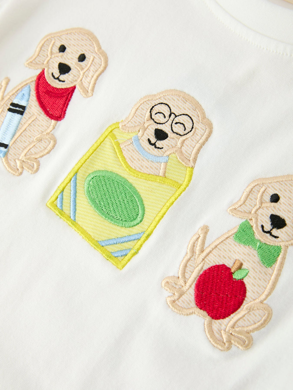 Boys Back To School Dog Plaid Short Set Applique