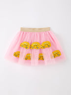 Back To School School Bus Girls Skirt Tulle Applique Skirt