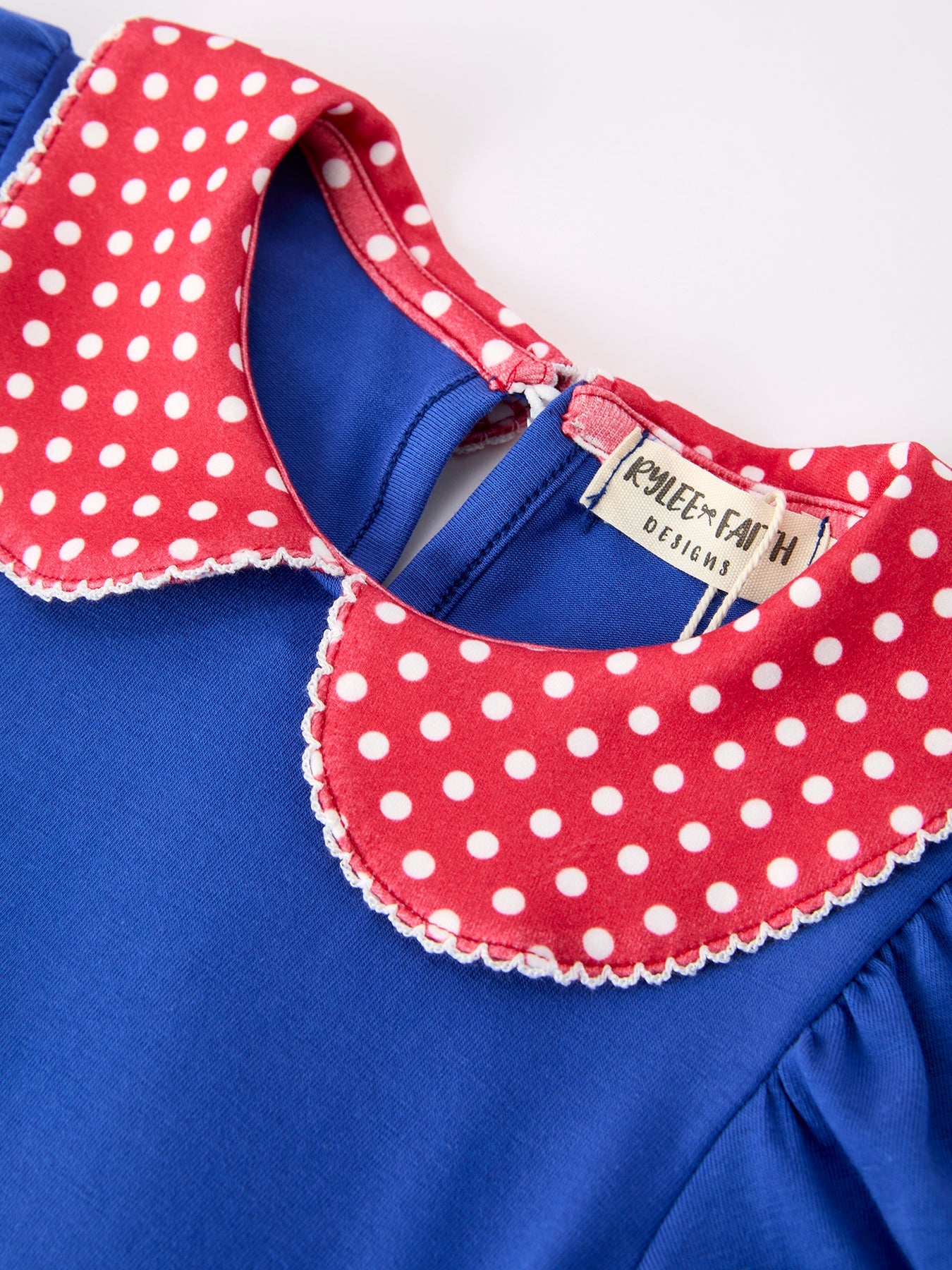 Girls Back To School Apple Polka Dot Petals Collar Bow Dress