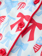 4th of July Bow Girls Pajama Set Short Sleeve Ruffle Shorts