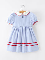 Back to School Apple Chenille Girls Dress Petals Collar