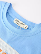 Summer Whale Embroidery Boys Set T Shirt Plaid Shorts Outfit