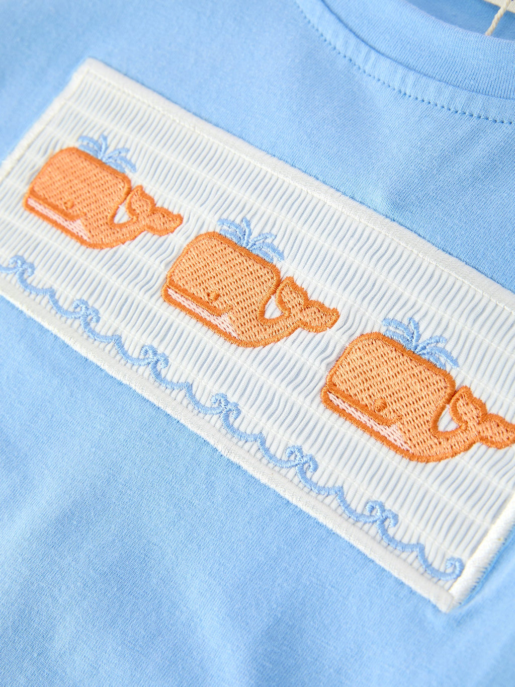 Summer Whale Embroidery Boys Set T Shirt Plaid Shorts Outfit