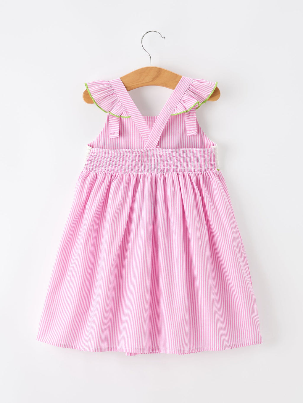 Turtle Girls Dress Pink Stripe Ruffle Strap