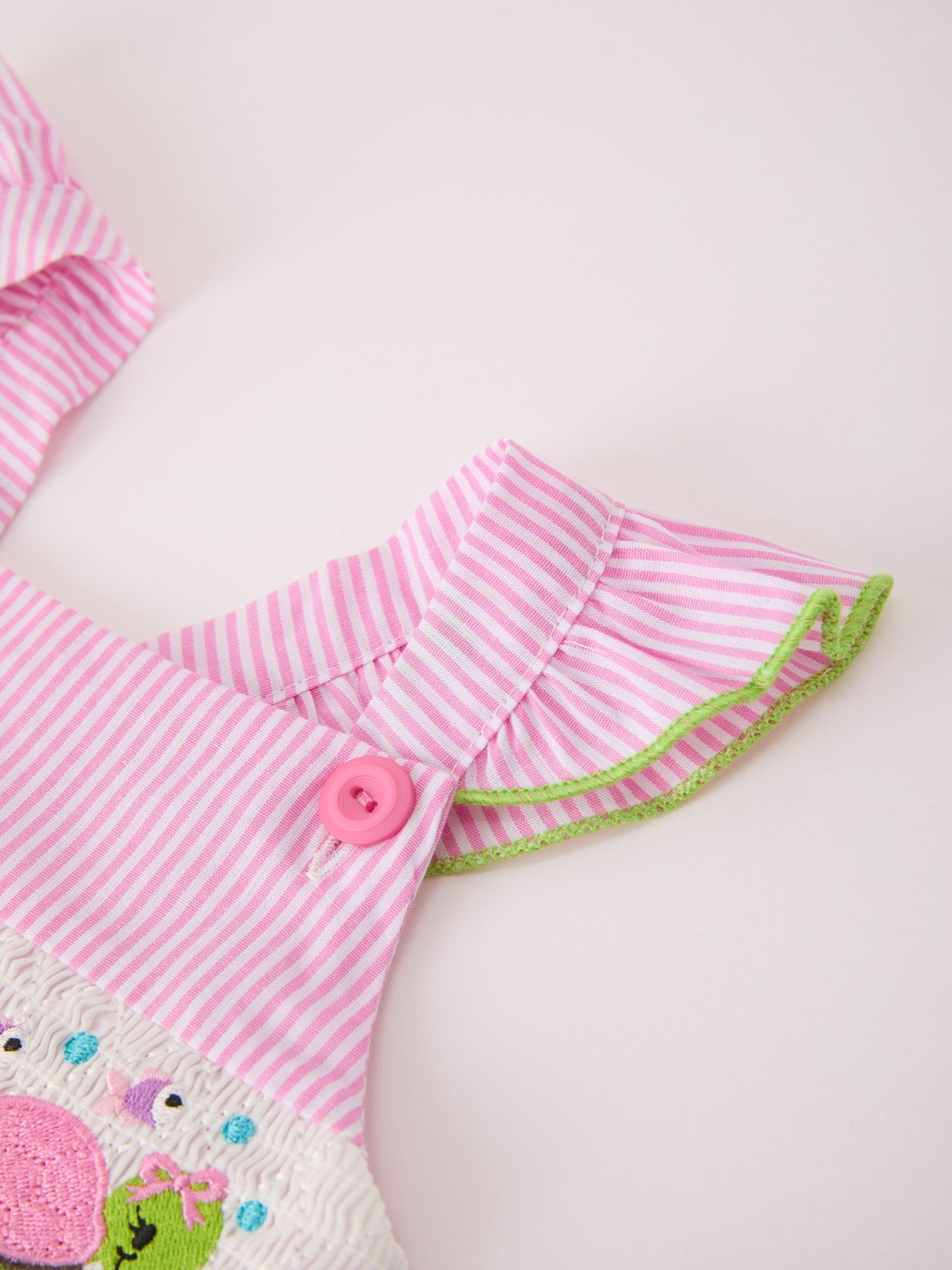 Turtle Girls Dress Pink Stripe Ruffle Strap