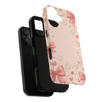 Romantic Pink Bows Tough Case Cute Heart & Bow iPhone Protective Phone Case