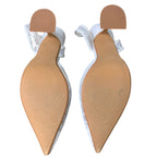 Lhamo Latso Womens Size 6.5 White Lace Mesh Pointy Toe 4" Heel Slingback Shoes