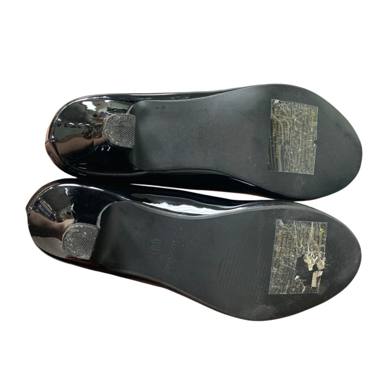 Forever Womens Size 6.5 Shiny Black Round Closed Toe 2" Heel Slide On Shoes