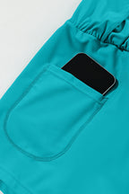 Rose Red Pocketed Wide Waistband Swim Shorts